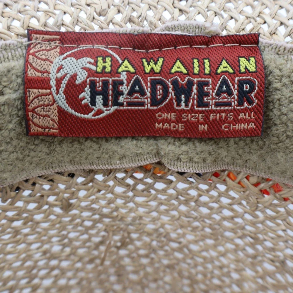 Hawaiian Headwear Straw Fedora Hat Unisex‎ OSFA Tan Tropical Floral Band